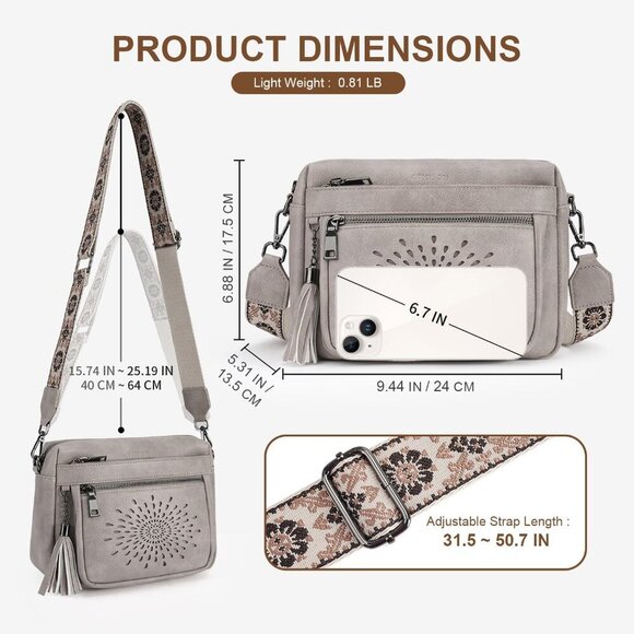 Crossbody Purse for Women，Small Crossbody Bags Trendy Vegan Leather Shoulder bag - Picture 5 of 6